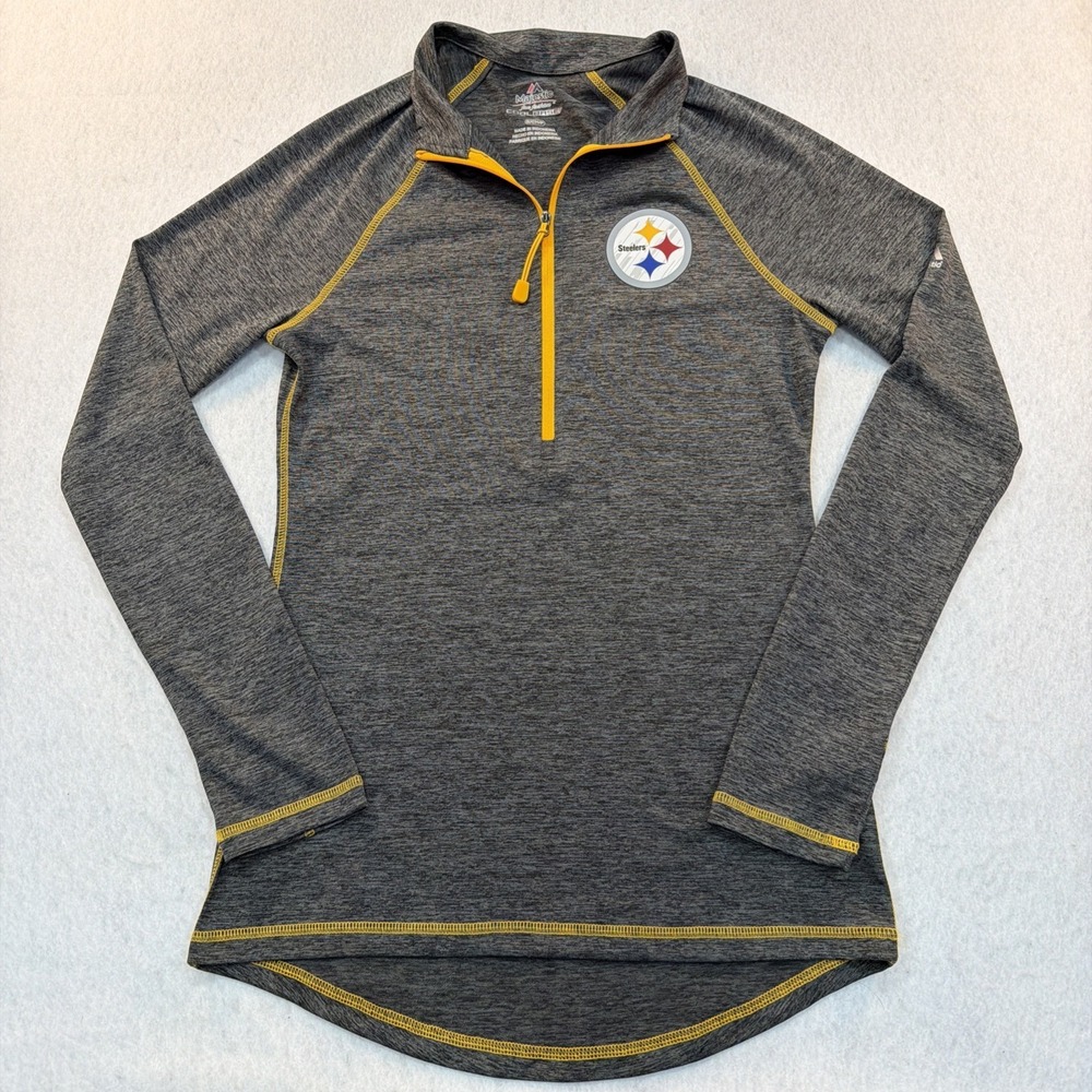Majestic cool base pullover women size small Pittsburg Steelers long sleeve gray